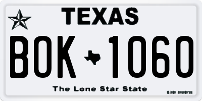 TX license plate BOK1060