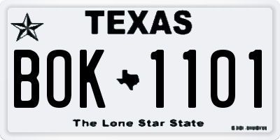 TX license plate BOK1101