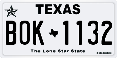 TX license plate BOK1132