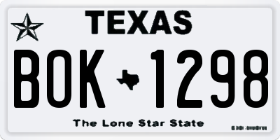 TX license plate BOK1298