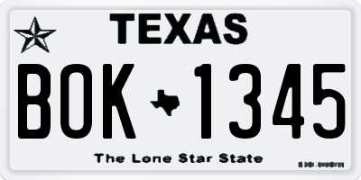 TX license plate BOK1345