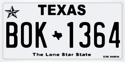 TX license plate BOK1364