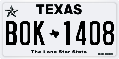 TX license plate BOK1408