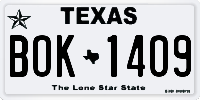TX license plate BOK1409