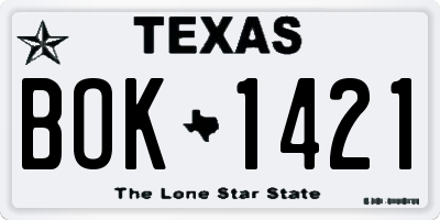 TX license plate BOK1421