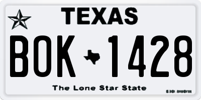 TX license plate BOK1428