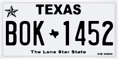 TX license plate BOK1452