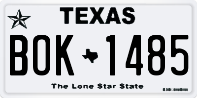 TX license plate BOK1485