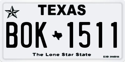 TX license plate BOK1511