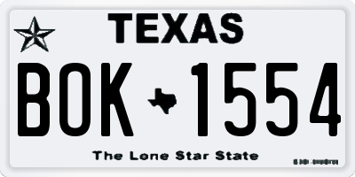 TX license plate BOK1554