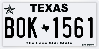 TX license plate BOK1561