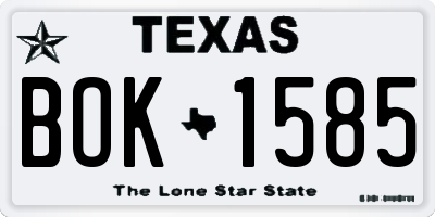 TX license plate BOK1585