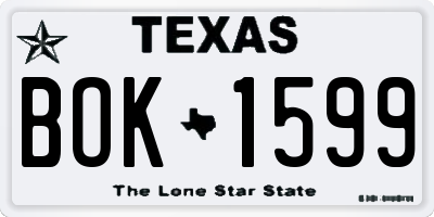 TX license plate BOK1599