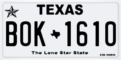 TX license plate BOK1610