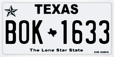 TX license plate BOK1633