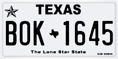 TX license plate BOK1645
