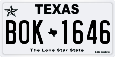 TX license plate BOK1646