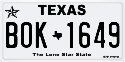 TX license plate BOK1649