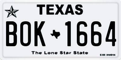 TX license plate BOK1664