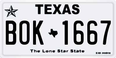 TX license plate BOK1667