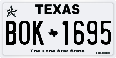 TX license plate BOK1695