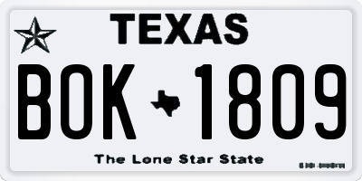 TX license plate BOK1809
