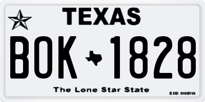 TX license plate BOK1828