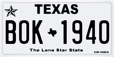 TX license plate BOK1940