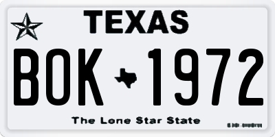 TX license plate BOK1972