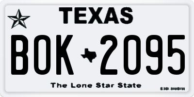 TX license plate BOK2095