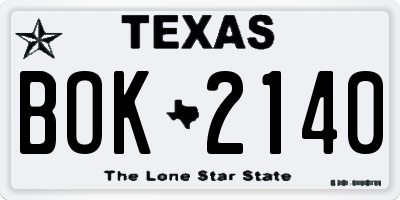 TX license plate BOK2140