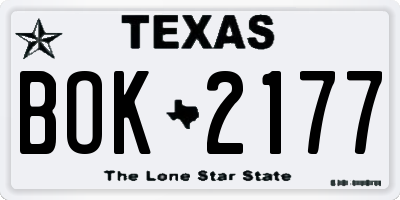 TX license plate BOK2177