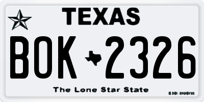 TX license plate BOK2326