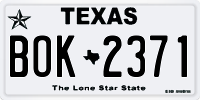 TX license plate BOK2371