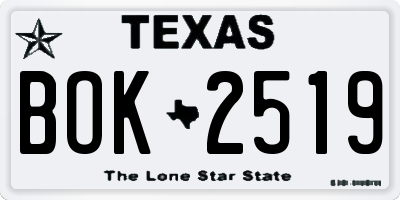 TX license plate BOK2519