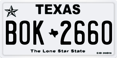 TX license plate BOK2660