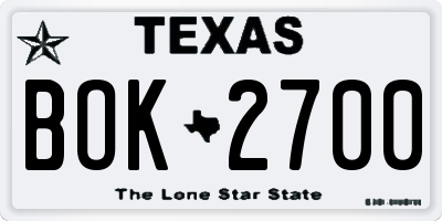 TX license plate BOK2700