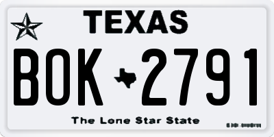 TX license plate BOK2791