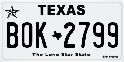 TX license plate BOK2799