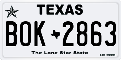 TX license plate BOK2863