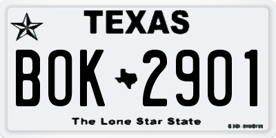 TX license plate BOK2901