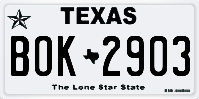 TX license plate BOK2903