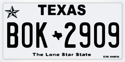 TX license plate BOK2909