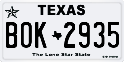 TX license plate BOK2935