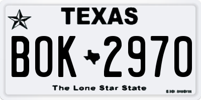 TX license plate BOK2970