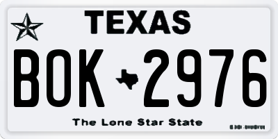 TX license plate BOK2976