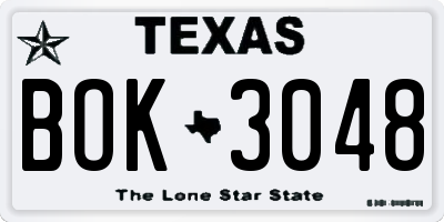 TX license plate BOK3048