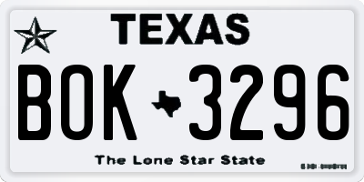 TX license plate BOK3296