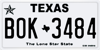 TX license plate BOK3484