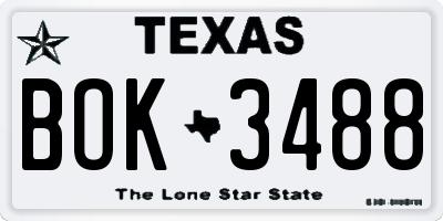 TX license plate BOK3488